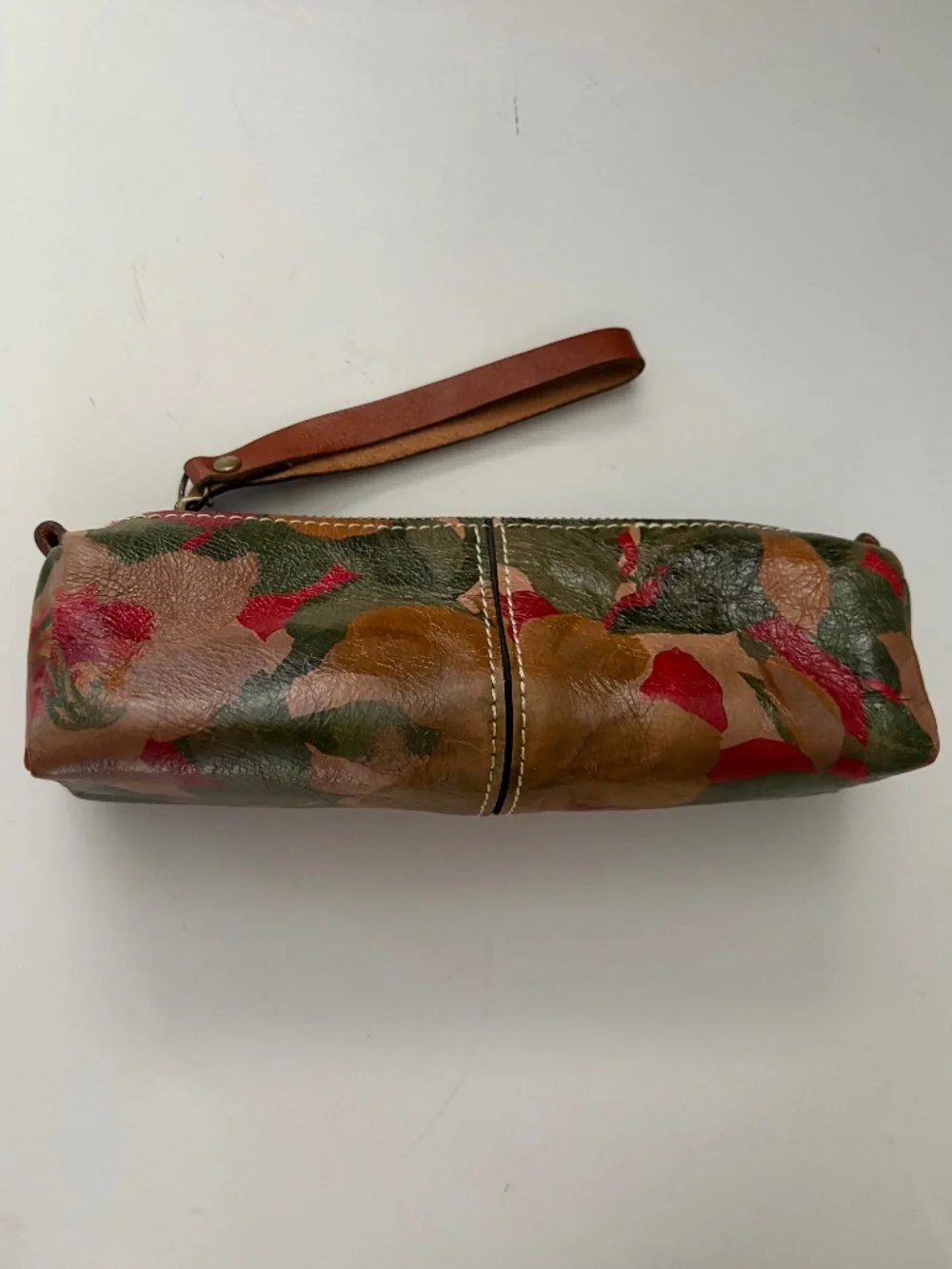 Patricia Nash Isla Oblong Wristlet Pouch Cosmetic Case Spring Multi Leather